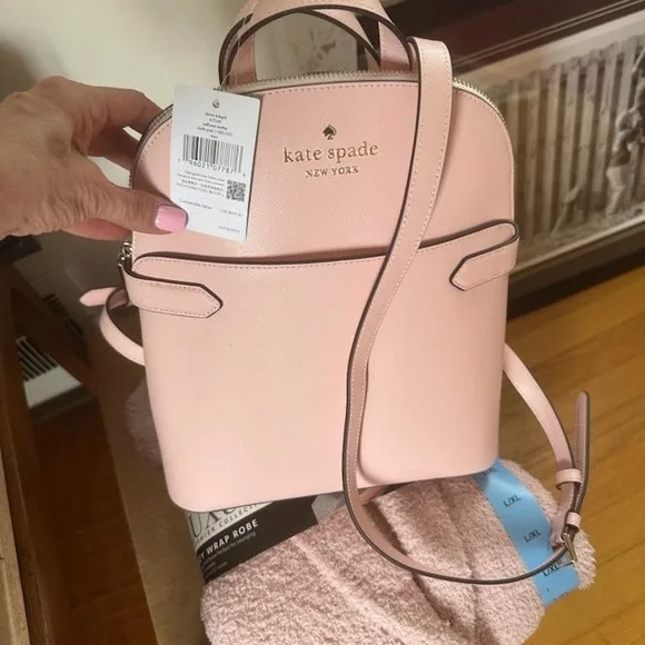 Kate Spade Staci Dome Zip Leather Backpack Pink Saffiano - Picture 6 of 6